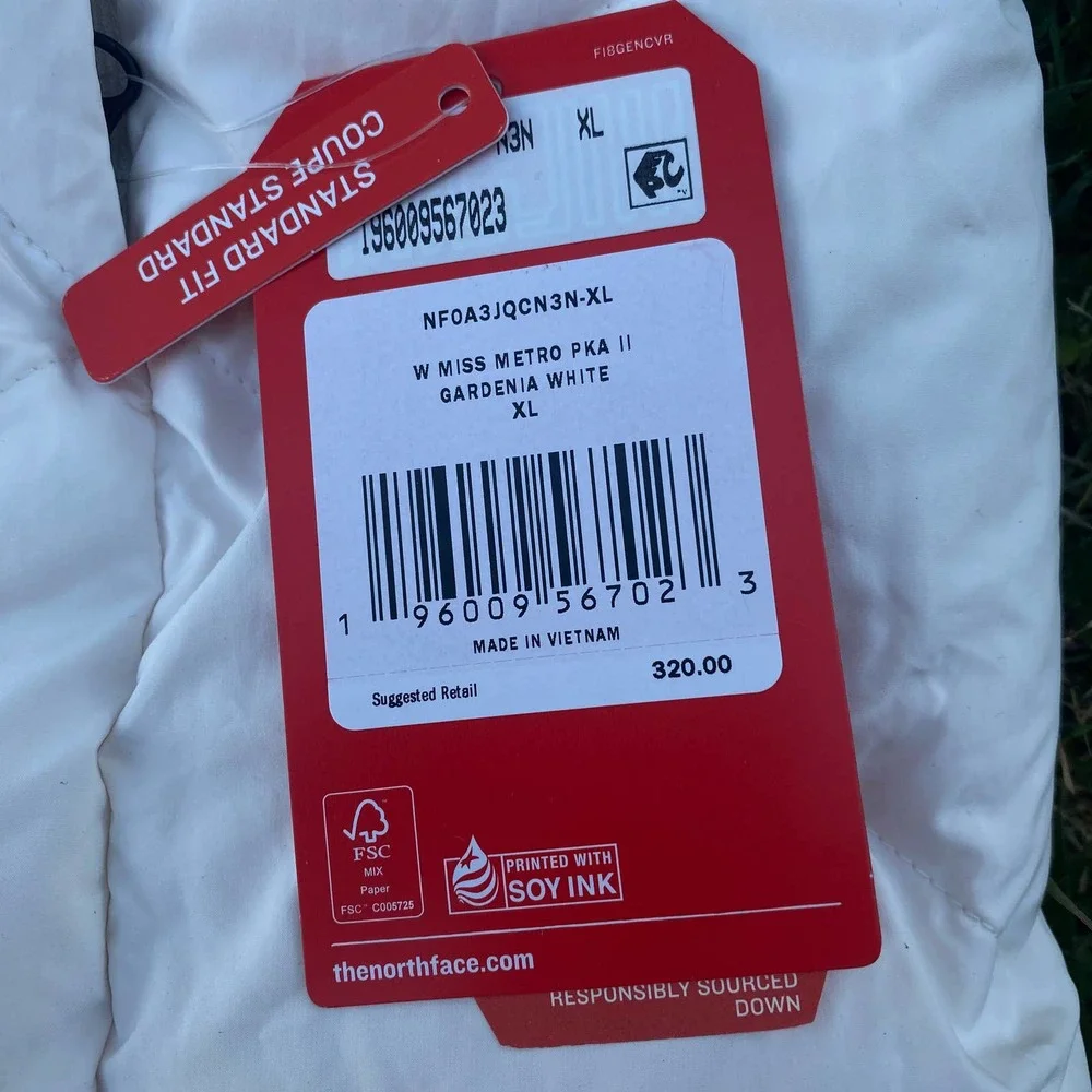 NWT The North Face Miss Metro II Hooded Water Resistant Down Parka GARDENIA(XL)